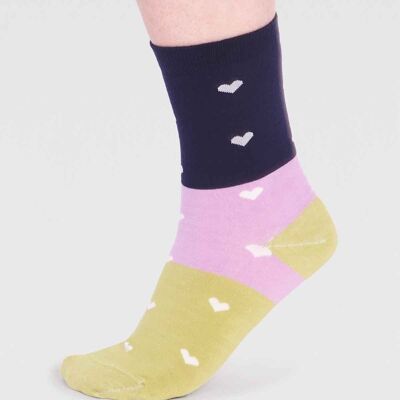 Nova Organic Cotton Heart Socks - Navy