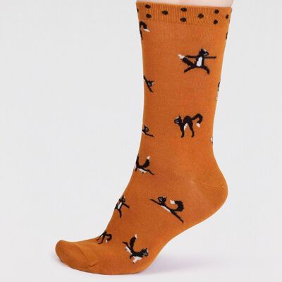 Chai Bamboo Yoga Cats Socks - Turmeric Yellow