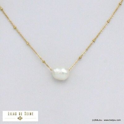 Collier minimaliste perle eau douce chaîne perlée 0121060