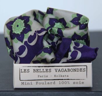 Mini Foulard en Soie Daisy prune purple 3