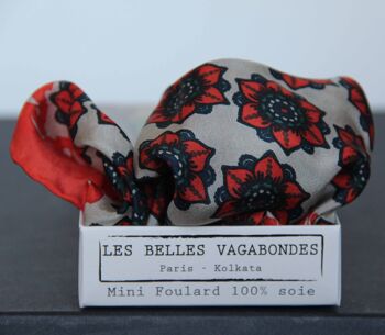 Mini Foulard en Soie Daisy Orange 2