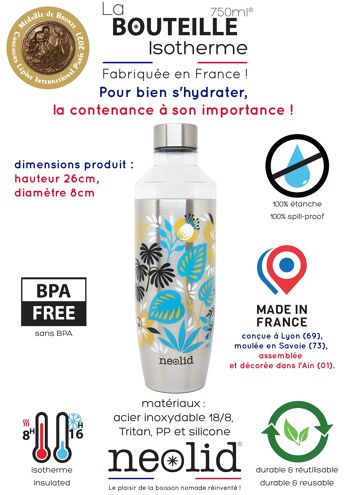 La BOUTEILLE isotherme made in France 750ml Tropical 5