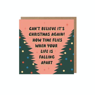 Cartolina di Natale divertente che cade a pezzi