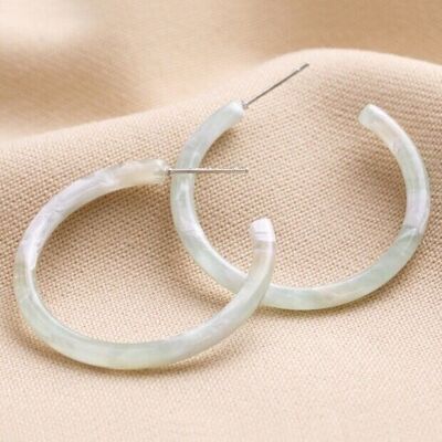 Tortoiseshell Resin Hoop Earrings in Green