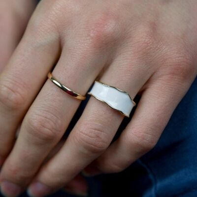 Set di anelli per polsini con anello a fascia smaltata in oro largo regolabile in 2 pezzi