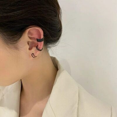 3 pezzi nero regolabile non piercing cartilagine dell'orecchio Helix Cuff Band
