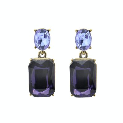 Faceted gem post earring violet & lilac