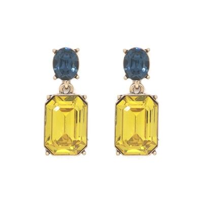 Faceted gem post earring yellow & navy