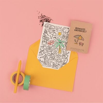 Carte à colorier - Bonnes vacances !