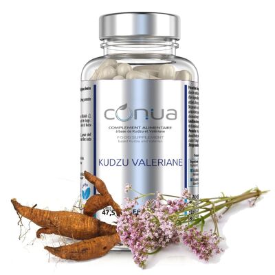 Kudzu Valériane Conua | Gérer Dépendances & Stress | Aide à la Désaccoutumance | Sommeil + Anxiété | Sans Additifs | Valeriana Officinalis | 120 Gélules Flacon 2 mois (60 jours) | VEGAN