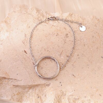 Chain bracelet with silver circle