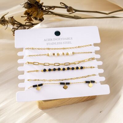 Set of 6 black bracelets