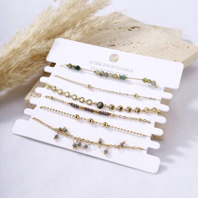 Set of 6 gray pearl bracelets