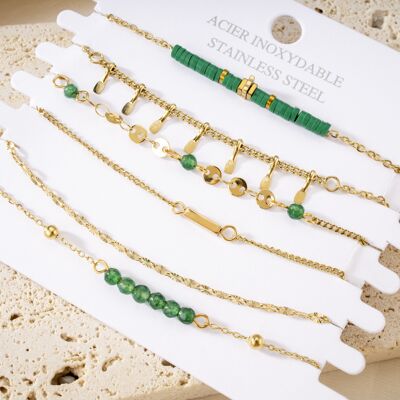 Set of 6 green bracelets