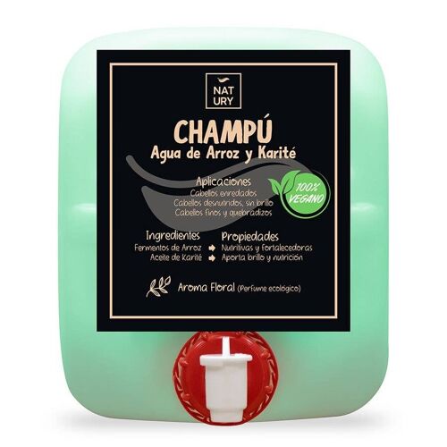 Champú Natural con Agua de Arroz y Karité Natury 20 L