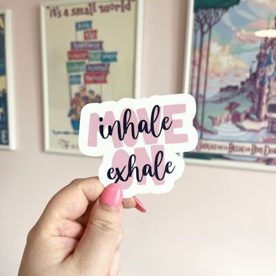 'Inhale, Exhale' Large Clear Sticker