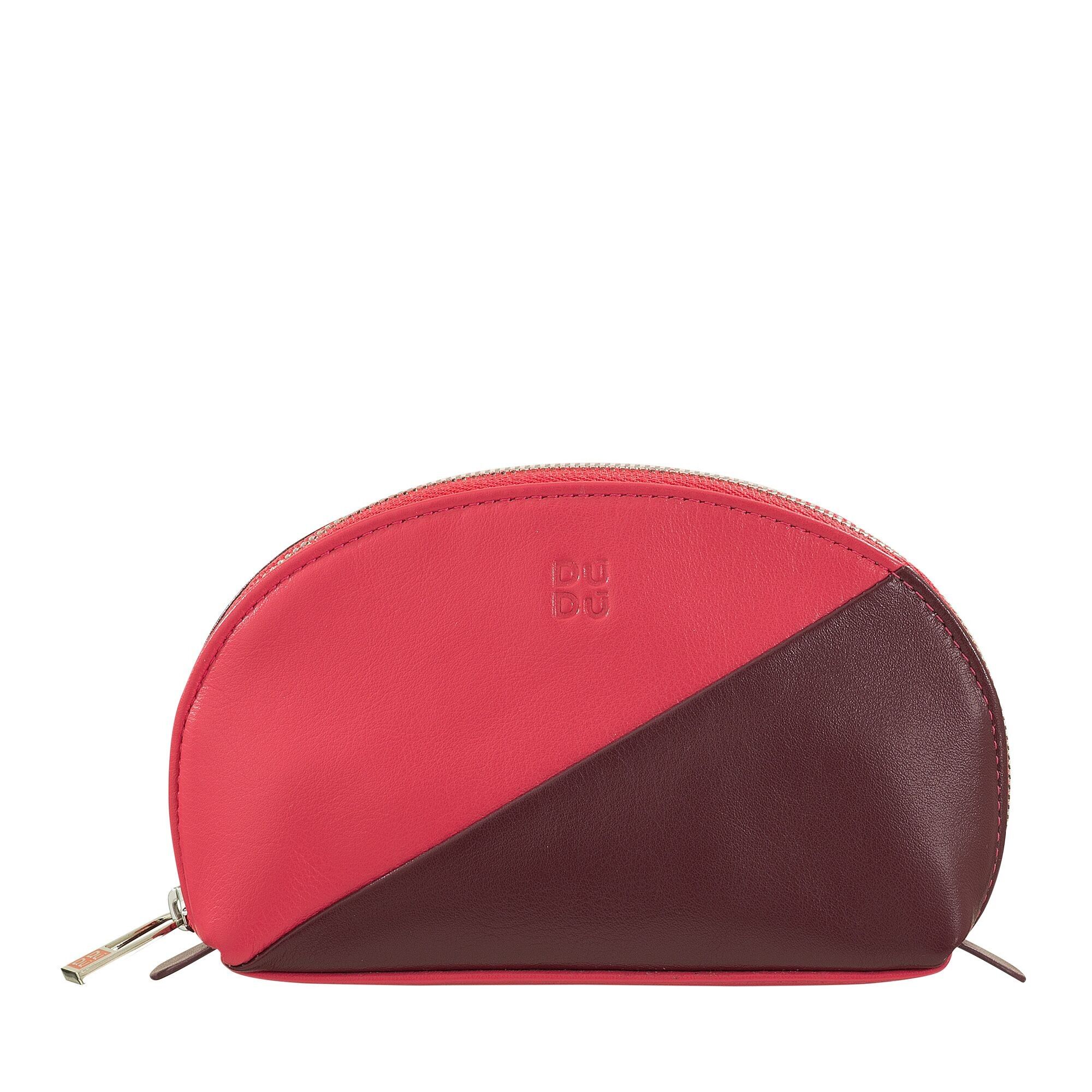 DUDU Leather comestic pouch toiletry clutch raspberry