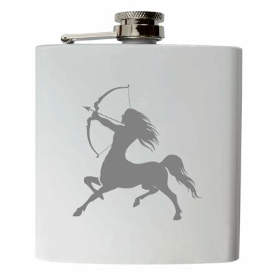 Zodiac Sagittarius | Stainless steel hip flask white