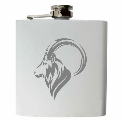Zodiac Capricorn | Stainless steel hip flask white