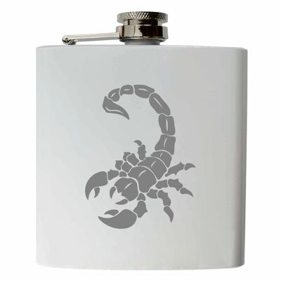 Zodiac sign Scorpio | Stainless steel hip flask white
