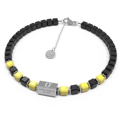 Mini Cube - Black and Yellow - Unisex Crystal Bracelet
