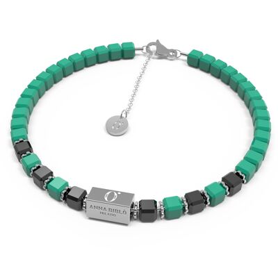 Mini Cube - Turquoise and Black - Unisex Crystal Bracelet