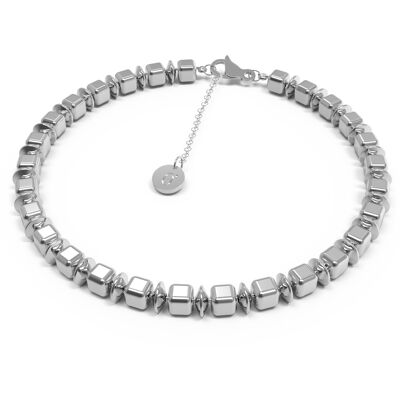 Rock - Silver - Unisex Crystal and Steel Bracelet 