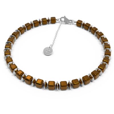 Rock - Bronze - Unisex Crystal and Steel Bracelet 