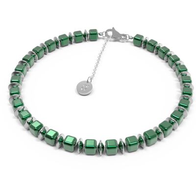 Rock - Green - Unisex Crystal and Steel Bracelet 