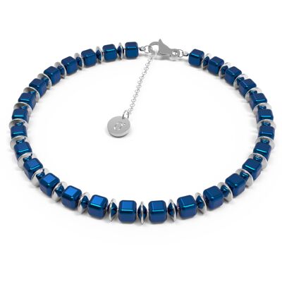 Rock - Blue - Unisex Crystal and Steel Bracelet 