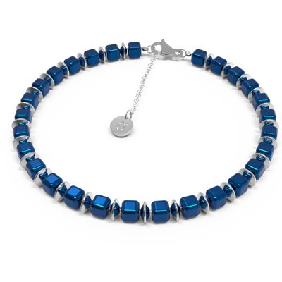 Rock - Blue - Unisex Crystal and Steel Bracelet 