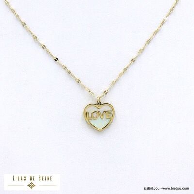 Collar LOVE nácar corazón acero inoxidable mujer 0122008