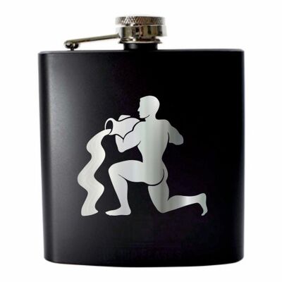 Zodiac Aquarius | Stainless steel flask matt black