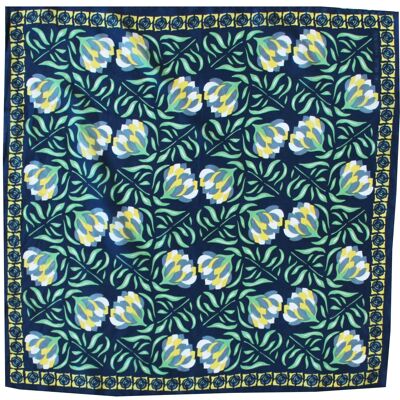 Mini Foulard en Soie Bergamote Marine/ Navy