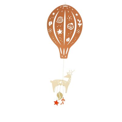 Giostrina per mongolfiera in pelle scamosciata Terra di Siena - Regalo di Natale per bambini