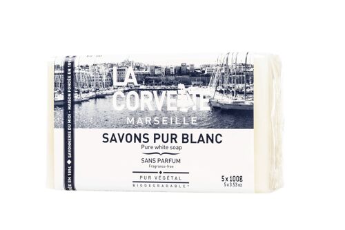 Lot de 5 pains de savons pur blanc 100g