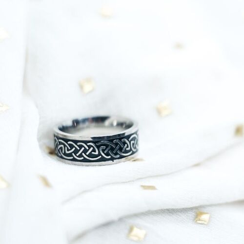 8mm Mens Celtic knot Stainless Steel Braided Unisex Wedding Band Ring