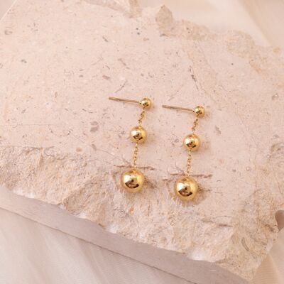 Golden triple ball earrings