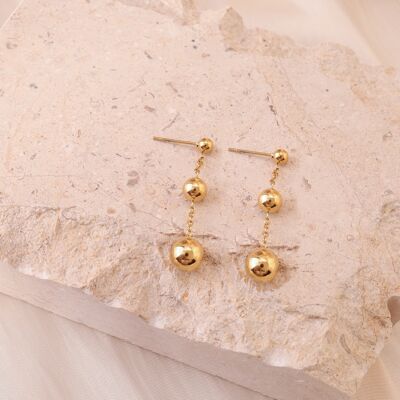 Boucles d'oreilles triple boules dorées