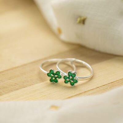 925 Silver Green Floral Bohemian Midi Band Dainty Beach Toe Ring