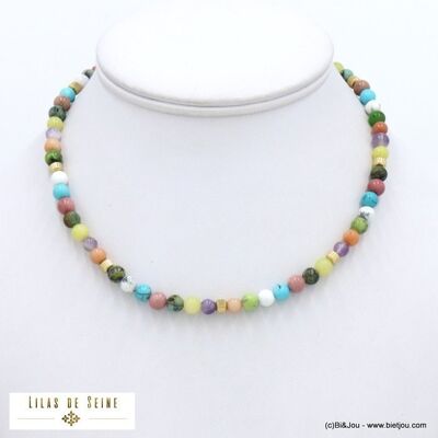 Halskette aus Edelstahl mit runden Perlen Stein Frau 0122023