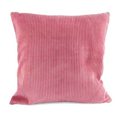 Coussin 40x40cm large velours côtelé vieux rose