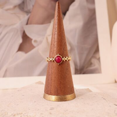 Red stone golden ring