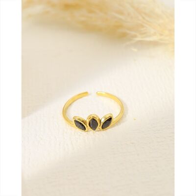 Golden half flower ring