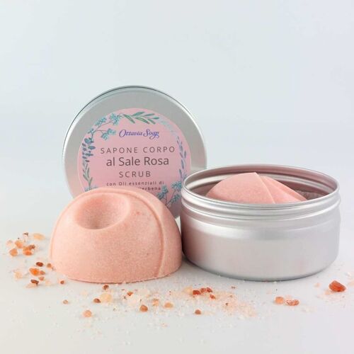 Sapone Corpo Scrub con sale Rosa Himalaya e oli essenziali di Melissa e Verbena