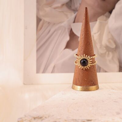 Golden black sun ring