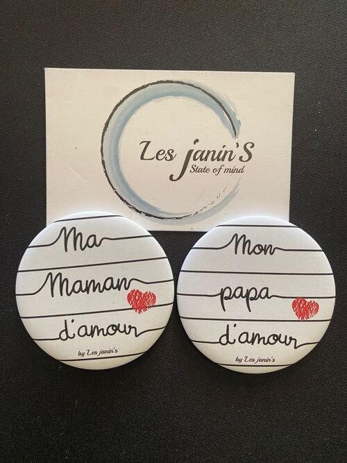 2 Magnets 56mm Maman/Papa d'amour