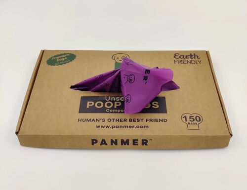 Poo Bags - Tissue Box Style - Compostable - With handles - Unscented - Purple