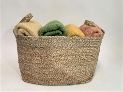 rectangular storage basket, natural jute