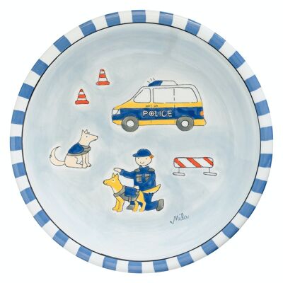 Plato policia - vajilla de ceramica - pintado a mano